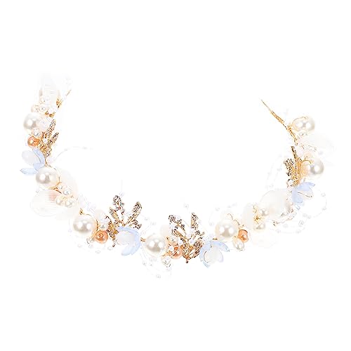 Housoutil Perlenblumen-Stirnband Braut Kopfschmuck Stirnband mit Kristallperlen Tiara Hochzeitsdekoration frauen stirnband exquisites Stirnbanddekor Mädchen Kopfbedeckung von Housoutil