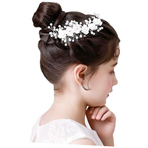 Housoutil Haarklammern für Frauen Perlenhaarspangen Blumenhaarkamm Braut Haarspangen für Damen Tiara Kopfschmuck für die Braut Haarkamm für die Braut Kleid Haarschmuck Zubehör Kopfbedeckung von Housoutil