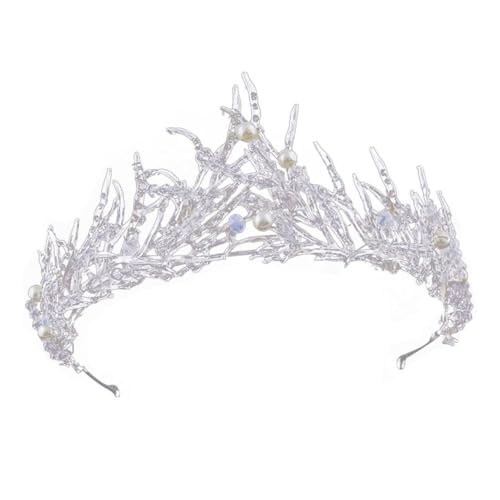 Housoutil Barocke Hochzeitskopfbedeckung Aus Legierung Mit Strass Vintage Krone Für Brautschmuck Kopfschmuck Für Partys Und Festzüge Weiß von Housoutil