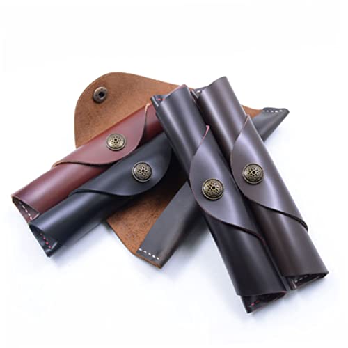 Housoutil Retro Vintage Leder Stiftetui Handgefertigte Stiftrolle aus Hochwertigem Rindsleder Schreibgerät für Füllfederhalter und Kugelschreiber Schwarz von Housoutil