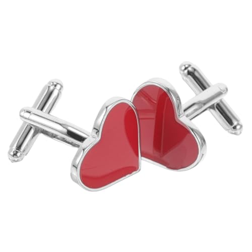 Housoutil Rote Herz Manschettenknöpfe Herren Elegant Romantisch Vintage Cufflinks für Hochzeit Valentinstag Business Anzug Accessoire Langlebig Stilvoll von Housoutil