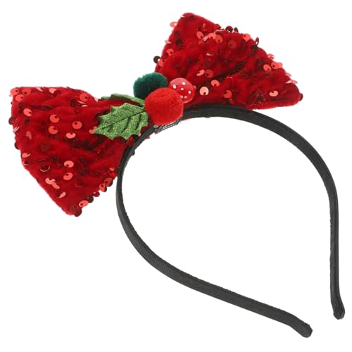 Housoutil Schleife Stirnband Weihnachtsstirnband Bowknot-Haarbänder Haarband Haarschmuck Haarpflegezubehör Weihnachtsdekoration Pailletten Kopfbedeckung Krawatte Beere Kind von Housoutil