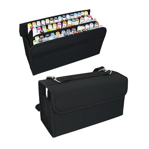 Housoutil Slots Marker Aufbewahrungstasche Mit Reißverschluss Nylon Für Marker Und Lippenstifte Schultergurt Praktischer Elastischer Ring Und Stabiler Tag von Housoutil