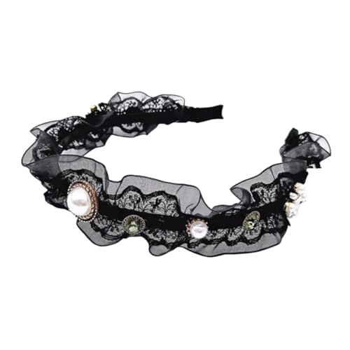 Housoutil Spitzen Perlen Stirnband Mädchen Perlen Stirnbänder Makramee Dekor Haargummis Für Frauen Gothic Kopfschmuck Damen Stirnbänder Damen Haar Accessoires Damen Spitzen von Housoutil