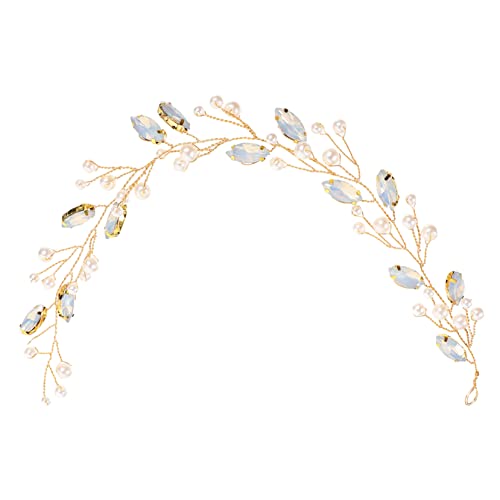 Housoutil Stirnband Haarband Haarrebe Brautjungfer Mädchen Stirnbänder Haargirlande hochzeit Braut Haarkranz haarschmuck Perle Kopfbedeckung weiche Kette Damen Glasbohrer von Housoutil