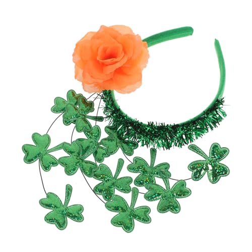 Housoutil Stirnband Haarreifen zum St. Patricks Day Stirnbänder für irische Festivals Haargummi Haarschmuck Haarband grünes Stirnband Kleeblatt Stirnband Rosen Kopfbedeckung schmücken von Housoutil