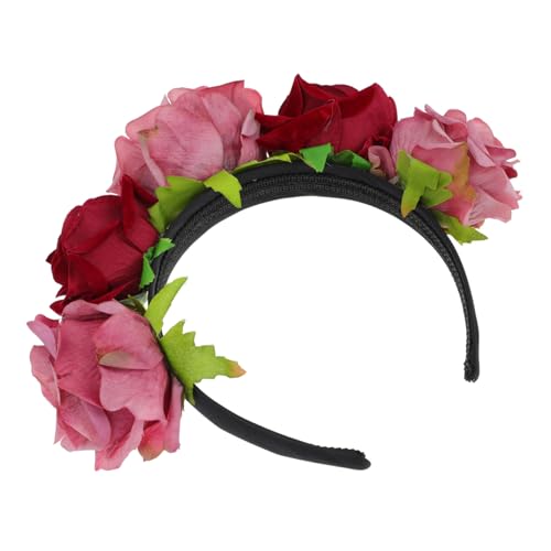 Housoutil Stirnband Haargummis für Frauen Partykopf-Accessoire haarschmuck camoing حجاب Make-up-Haarband weihnachtsdeko Cosplay-Kopfschmuck-Dekor schönes Cosplay-Haarband Rosen Blumen Mexiko von Housoutil