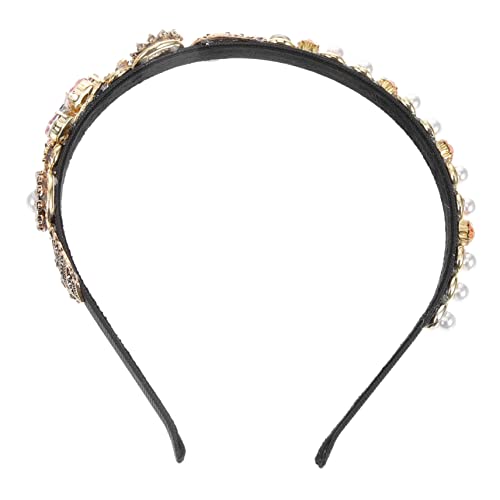 Housoutil Stirnband aus Perlen und Diamanten Kopfschmuck für die Braut Kristall-Strass-Stirnband süße Stirnbänder für Stirnband für haarschmuck Persönlichkeit Haarnadel Metall Damen Kupfer von Housoutil