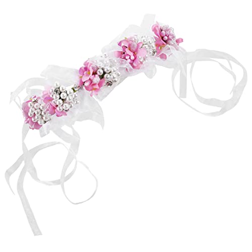 Housoutil Tiara für Kinder Boho-Blumen-Stirnband Hochzeits-Halo-Stirnband Blumenperlen-Stirnband für Hochzeit Perlenstirnband Mori-Abteilung Haarschmuck Kopfbedeckung Braut Legierung von Housoutil