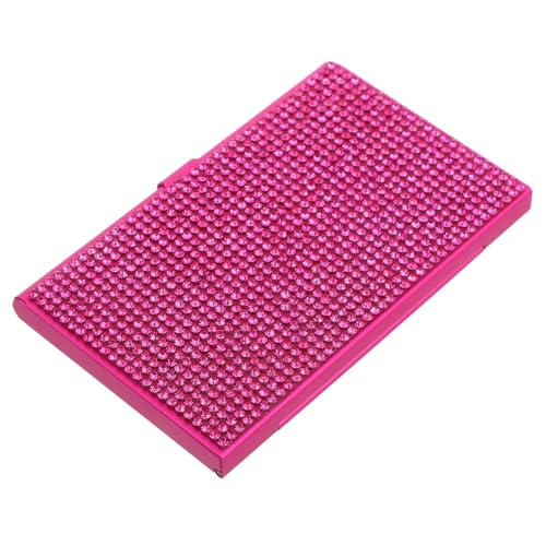Housoutil Visitenkartenetui aus Metall Karteninhaber für Visitenkarten Visitenkartenhalter mit Strasssteinen für Frauen Taschenkartenhalter Kartenhülle Aluminiumlegierung Rosig von Housoutil