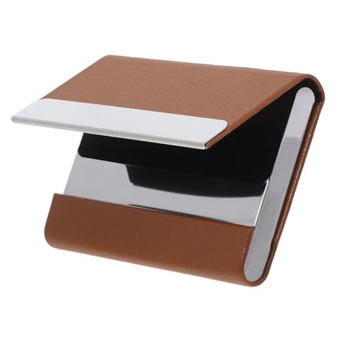 Housoutil Visitenkartenhalter PU Braun Magnetverschluss und Schlank für Geschäftskarten und Notizen für Anzugtasche oder Handtasche Professionelles Organizer Etui von Housoutil