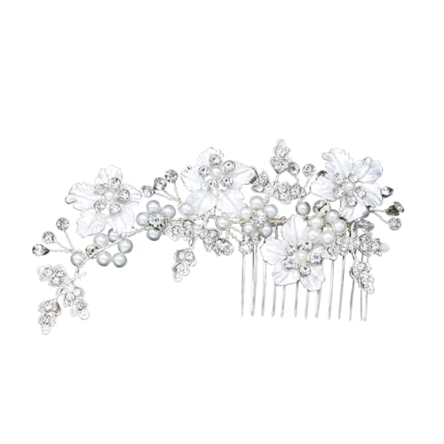 Housoutil haarschmuck Tiara Brauteinsatzkamm Hochzeitskopfschmuck Blumenblatt Haarkamm Hochzeit Haarkamm Kopfschmuck für die Braut Europäisch und amerikanisch Kopfbedeckung Mosaik von Housoutil