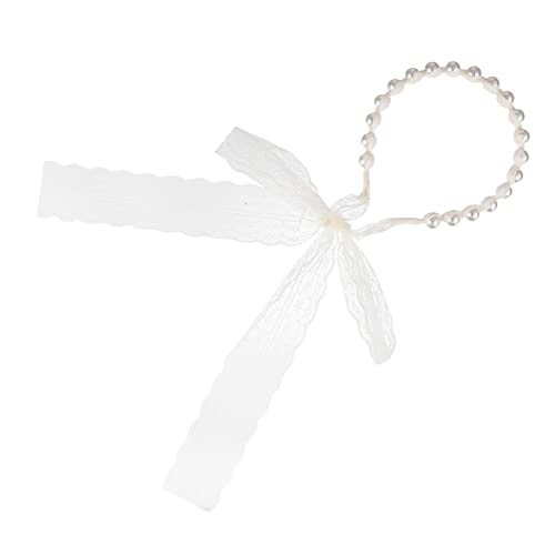 Housoutil Blumenmädchen-Kopfbedeckungen für die Hochzeit Haarreif aus Perlen Perle Haargummi haarschmuck Tiara eleganter Haarreif kleines mädchen haarband Mode Stirnband Zubehör Kind Spitze von Housoutil