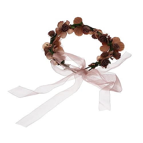 Housoutil künstlicher Blumenkranz haarschmuck Blumenmädchen Haarring Heiligenschein Stirnband Brautjungfer Kopfbedeckung Stoff von Housoutil