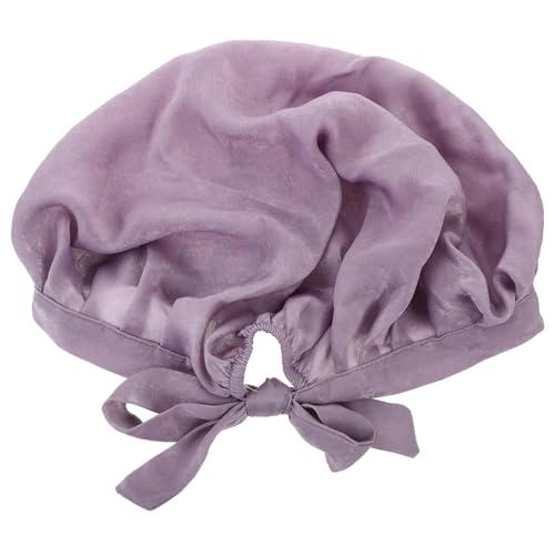 Housoutil Haarhaube Aus Satin Satin-turban Für Damen Schlafhaube Duschhüte Für Frauen Haarhaube Zum Schlafen Kappen Gegen Haarausfall Nachtmütze Einstellbar Violett Samt Wollmütze Fräulein von Housoutil