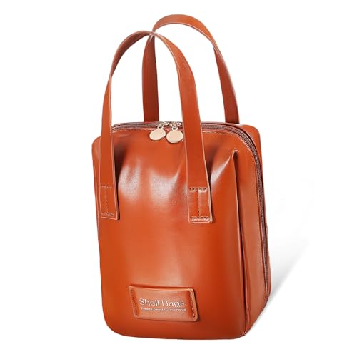 Housoutil Pu-lederbesatz Reißverschlusstaschen Makeup Tasche Tragbare Aufbewahrungstasche Reisetaschen Make-up-behälter Make-up-Taschen-Organizer Kosmetiktasche Fräulein Gut Aussehend von Housoutil