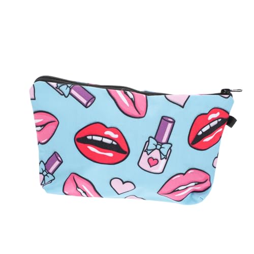 Lippen Kosmetik Tasche Reise-Kosmetiktasche Makeup Tasche Reise-Aufbewahrungstasche Make-up-Tasche Mit Lippenmuster Make-up-Organizer Perlmutt Aufbewahrungstaschen Reisen Polyester von Housoutil