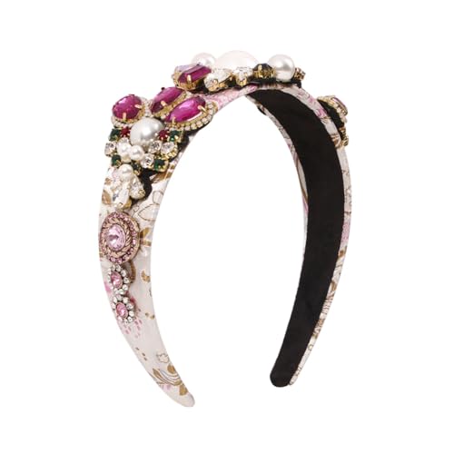 Stirnband Mit Farbigen Diamantperlen Mütter Tag Geschenk Barock Haar Band Strass Haar Hoop Edelstein Haar Band Edelstein Stirnbänder Frauen Damen Temperament Nachahmung Bohrer von Housoutil