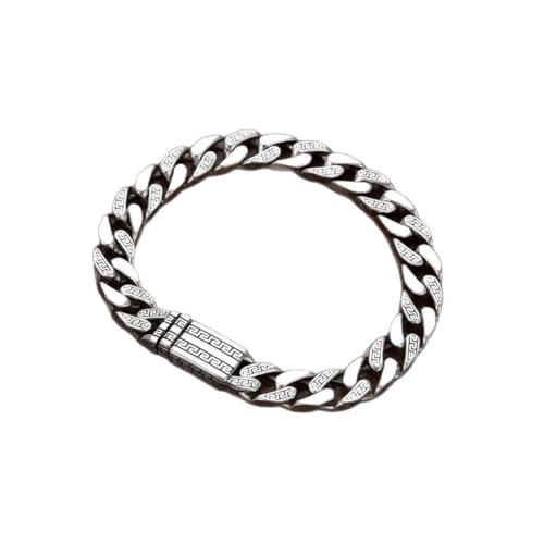 Housunzi Personalisiertes Vintage Armband mit Kubanischer Kette, Handgefertigte Herren Armbänder aus 925er Silber Modetrends Armreif Eleganter Schmuck Geschenk mit Schmuckschatulle,20cm von Housunzi