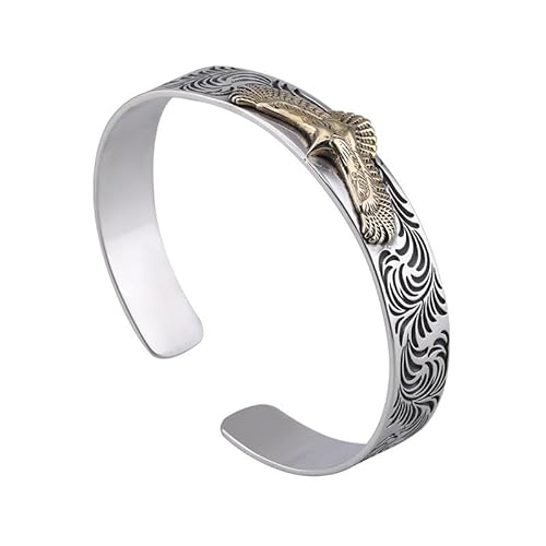 Housunzi Vintage Herren Armband mit Fliegendem Adler aus Silber - Offenes Armreif aus S925 Sterling Silber - Personalisierte -Paar Armbänder - Damen Schmuck - Originelle Geschenke für Vater, Sohn Housunzi Vintage Herren Armband mit Fliegendem Adler aus Silber - Offenes Armreif aus S925 Sterling Silber - Personalisierte -Paar Armbänder - Damen Schmuck - Originelle Geschenke für Vater, Sohn von Housunzi