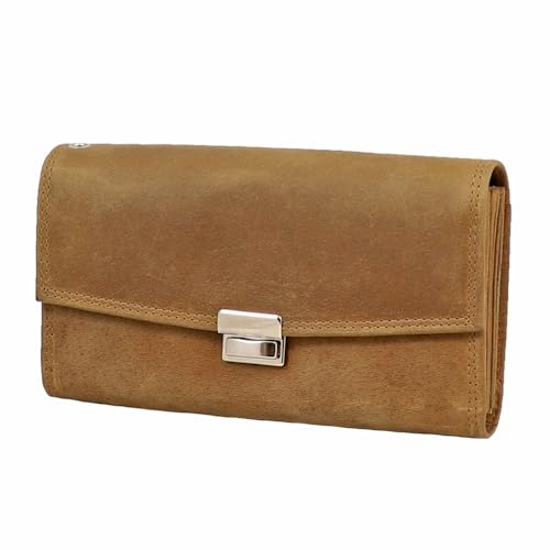 Houtkamp Hochwertige Leder Kellner Geldbörse - Profi Kellner Portemonnaie - Taxi Geldbörse - Kellner Geldbeutel mit Großes Münzfach (Wildleder, Cognac Braun) von Houtkamp