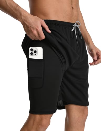 HovSiyla Herren 2 in 1 Workout Laufshorts Fitnessstudio schnell trocknende Shorts Athletisches Training Ligheweight mit Reißverschlusstasche Schwarz XXL HovSiyla Herren 2 in 1 Workout Laufshorts Fitnessstudio schnell trocknende Shorts Athletisches Training Ligheweight mit Reißverschlusstasche Schwarz XXL von HovSiyla