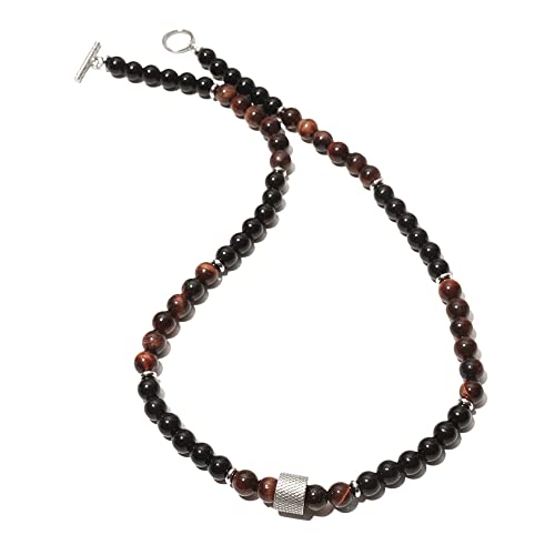 Hovaete 8 mm lange Halskette mit Natursteinperlen, kurze Halskette, Edelstahl, Perlen, Choker, Halskette, modischer Schmuck für Damen und Herren, 55 cm, Stein, Onyx, Tigerauge Hovaete 8 mm lange Halskette mit Natursteinperlen, kurze Halskette, Edelstahl, Perlen, Choker, Halskette, modischer Schmuck für Damen und Herren, 55 cm, Stein, Onyx, Tigerauge von Hovaete