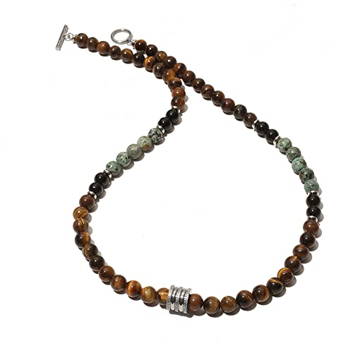 Hovaete 8 mm lange Halskette mit Natursteinperlen, kurze Halskette, Edelstahl, Perlen, Choker, Halskette, modischer Schmuck für Damen und Herren, 55 cm, Stein, Onyx, Türkis Hovaete 8 mm lange Halskette mit Natursteinperlen, kurze Halskette, Edelstahl, Perlen, Choker, Halskette, modischer Schmuck für Damen und Herren, 55 cm, Stein, Onyx, Türkis von Hovaete