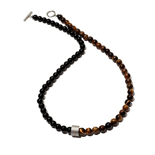 Hovaete 8 mm lange Halskette mit Natursteinperlen, kurze Halskette, Edelstahl, Perlen, Choker, Halskette, modischer Schmuck für Damen und Herren, 55 cm, Stein, Onyx Hovaete 8 mm lange Halskette mit Natursteinperlen, kurze Halskette, Edelstahl, Perlen, Choker, Halskette, modischer Schmuck für Damen und Herren, 55 cm, Stein, Onyx von Hovaete