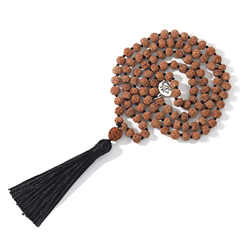 Hovaete Original 5 Mukhi 7 mm Rudraksha Perlen geknotet 108 Mala Halskette Meditation Yoga Gebet Rosenkranz Schmuck für Männer und Frauen, Holz, Kein Edelstein Hovaete Original 5 Mukhi 7 mm Rudraksha Perlen geknotet 108 Mala Halskette Meditation Yoga Gebet Rosenkranz Schmuck für Männer und Frauen, Holz, Kein Edelstein von Hovaete