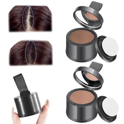 2 Stück magisches Ansatz-Cover-Up Ansatz-Ausbesserungspuder Haaransatzpuder für Frauen dunkelbraun und hellbraun Haarausfall-Abdecker wasser- und schweißbeständig Haaransatzpuder für dünner werdende von HoveeLuty