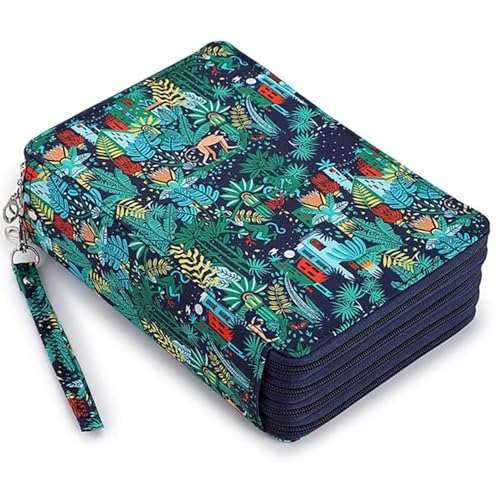 Buntstiftmäppchen mit 200 Fächern aus Segeltuch, Buntstift-Organizer mit Fächern, tragbare Stifttasche mit Reißverschluss und Griff für Jungen und Mädchen, grünes Buntstiftmäppchen, Kunst-Federmä Buntstiftmäppchen mit 200 Fächern aus Segeltuch, Buntstift-Organizer mit Fächern, tragbare Stifttasche mit Reißverschluss und Griff für Jungen und Mädchen, grünes Buntstiftmäppchen, Kunst-Federmä von HoveeLuty