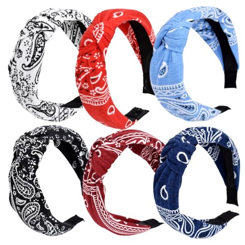 Geknotetes Stirnband für Damen, 6 Stück, breite Stirnbänder, stilvolles Top-Knoten-Stirnband, elastisches Turban-Stirnband, Haarband für Damen, Haarschmuck, Haarbänder für Damenhaar, Turban-Stirnband von HoveeLuty