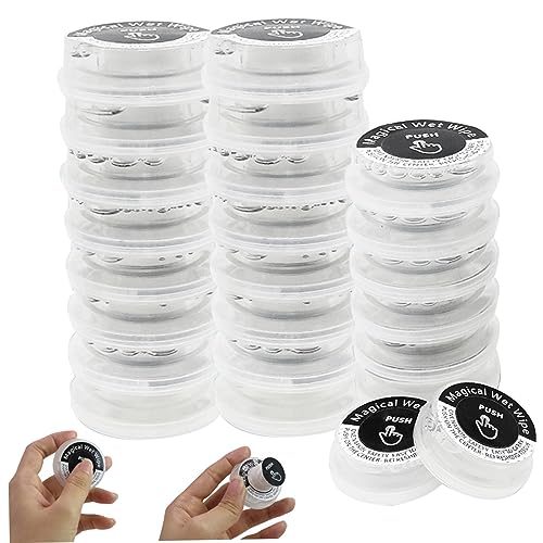 Handtücher Reisegröße tragbarer Hand Pop Handtücher nicht stimuliert persönliche Reinigungstücher mit eingebauten flüssigen magischen Nasstüchern für Baby Erwachsene 50pcs von HoveeLuty