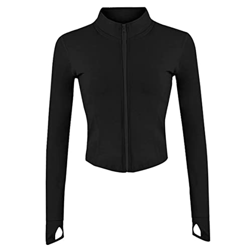 HoveeLuty Damen Leichtes Gewicht Full Reißverlauf Tracks Jacke Workout Slim Fit Yoga Sportwear Mit Daumenlöchern von HoveeLuty