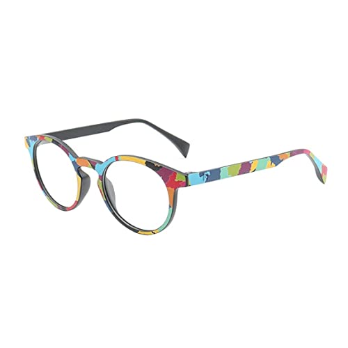 HoveeLuty Klare Linsengläser Runde Rahmen Brillen Mode Brille Buntes Vintage Regenbogen Schwarz Brillen Rahmen Brillen (rahmenfarbe: C9) von HoveeLuty