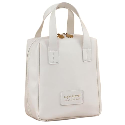 Kosmetiktaschen für Frauen Reisetasche für Make-up mit Reißverschluss Weiße tragbare leichte Reise-Kulturtasche aus PU Geräumiger und unterteilter Reise-Make-up-Organizer für reisende Frauen und Mädch von HoveeLuty