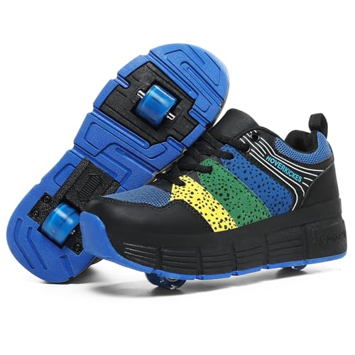HOVERKICKES Kinder-Rollschuhschuhe mit Rollen, Sneaker für Jungen und Mädchen, Verformungsschuhe mit Rädern, Schwarz, 4.5 Big Kid HOVERKICKES Kinder-Rollschuhschuhe mit Rollen, Sneaker für Jungen und Mädchen, Verformungsschuhe mit Rädern, Schwarz, 4.5 Big Kid von Hoverkickes