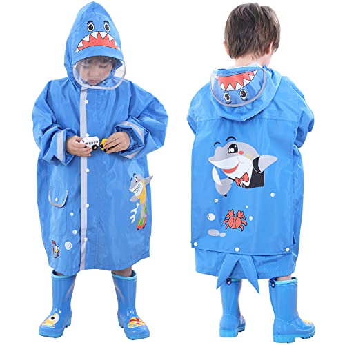 Hovkib Kinder Regenmantel - Kleinkind Mädchen Jungen Regenponcho Wasserdichter Regenkleidung mit Schultaschenabdeckung Regen Anzug Tragbarer Regenjacke 2-10 Jahre von Hovkib