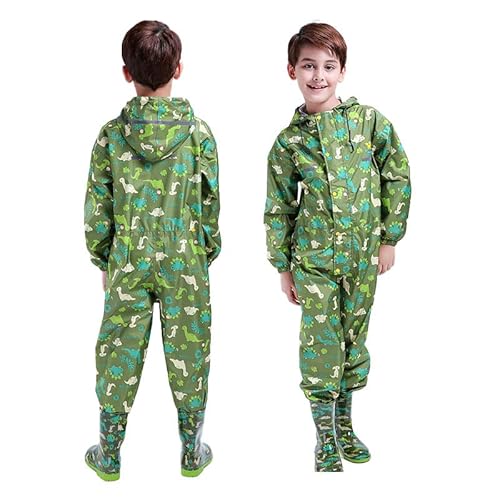 Hovkib Kinder Regenmantel mit Kapuze Jungen Mädchen Regenanzug Atmungsaktiv Regenjacken Unisex Regenponcho Leicht Regenfestes Regencape mit Tasche Regenkleidung Reflektoren von Hovkib