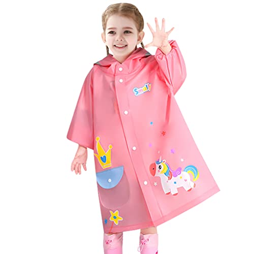 Hovkib Kinder Regenponcho, Mädchen Jungen Wasserdicht Regenmäntel Kleinkind Regenjacke Regencape 3D-Zeichentrick Regenbekleidung 2-3 Jahre von Hovkib