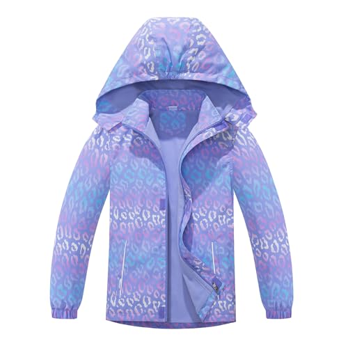 Hovkib Mädchen Regenjacke Leichte Softshelljacke Wasserdicht Jacke Kinder Wanderjacke mit Kapuze Winddichte Jacke Alter 3-12 von Hovkib