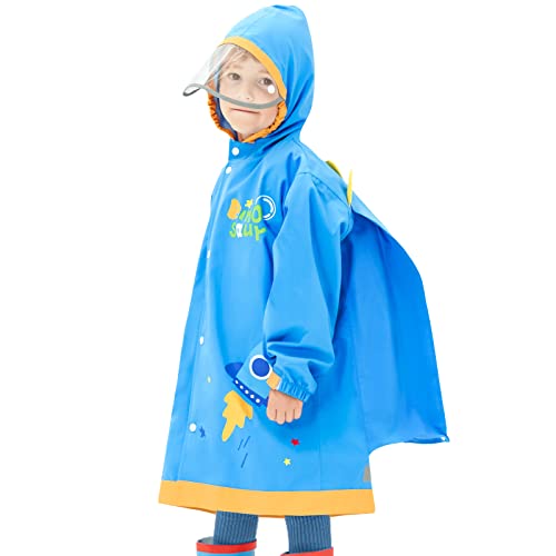 Kinder Regenmantel Jungen Mädchen Regenponcho Wasserdicht Cartoon Regenjacke Wiederverwendbare Regenbekleidung Leichter Regenanzug 2-15 Jahre von Hovkib