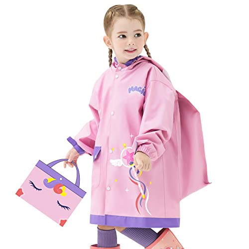 Kinder Regenmantel Jungen Mädchen Regenponcho Wasserdicht Cartoon Regenjacke Wiederverwendbare Regenbekleidung Leichter Regenanzug 2-15 Jahre von Hovkib