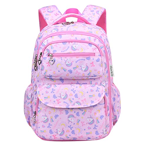 Schulrucksack für Mädchen, Kinder Grundschultaschen Kinderrucksack Studenten Rucksäcke Leichte Büchertasche Druck Teenager Tagesrucksack für Alter 5-12 Jahre von Hovkib