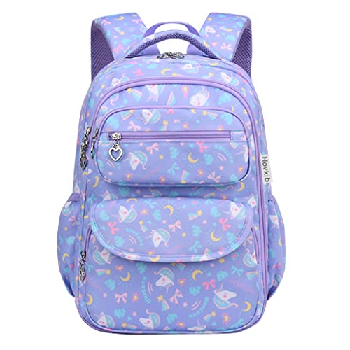 Schulrucksack für Mädchen, Kinder Grundschultaschen Kinderrucksack Studenten Rucksäcke Leichte Büchertasche Druck Teenager Tagesrucksack für Alter 5-12 Jahre von Hovkib