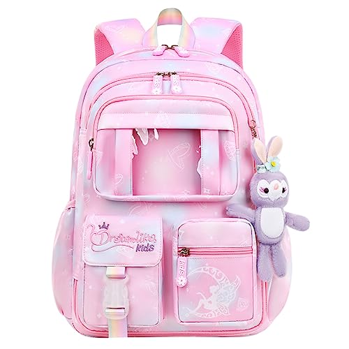 Schulrucksack für Mädchen, Kinder Grundschultaschen Leichte Rucksäcke Kinder Schulranzen Büchertasche Große Kapazität Schultasche Niedlicher Kinderrucksack für 5-12 Jahre von Hovkib