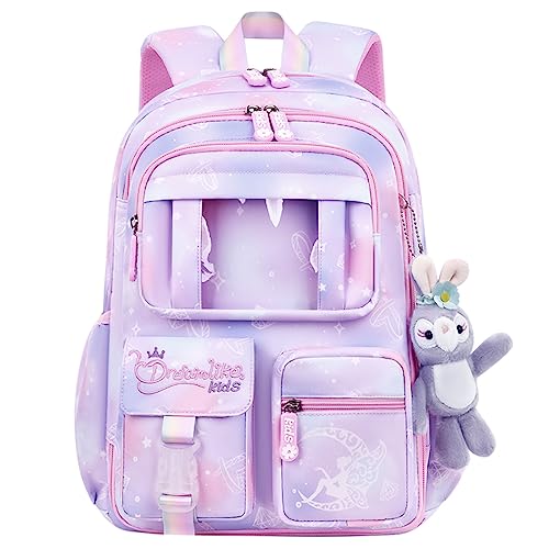 Schulrucksack für Mädchen, Kinder Grundschultaschen Leichte Rucksäcke Kinder Schulranzen Büchertasche Große Kapazität Schultasche Niedlicher Kinderrucksack für 5-12 Jahre von Hovkib