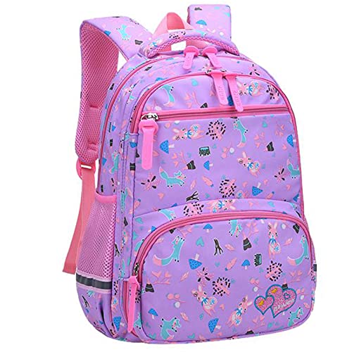 Schulrucksack für Mädchen, Mädchen Kaninchen Bedruckte Grundschultasche Kinder Büchertasche Teenager Tagesrucksack Lässige Studenten Rucksäcke Leichte Reise Tasche für Alter 6-12 Jahre von Hovkib