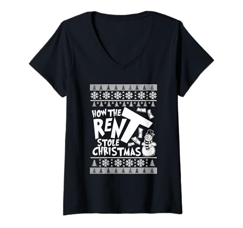 Damen Wie die Miete den lustigen Weihnachtsfeiertag gestohlen hat T-Shirt mit V-Ausschnitt Damen Wie die Miete den lustigen Weihnachtsfeiertag gestohlen hat T-Shirt mit V-Ausschnitt von How The Rent Stole Christmas Funny Holiday
